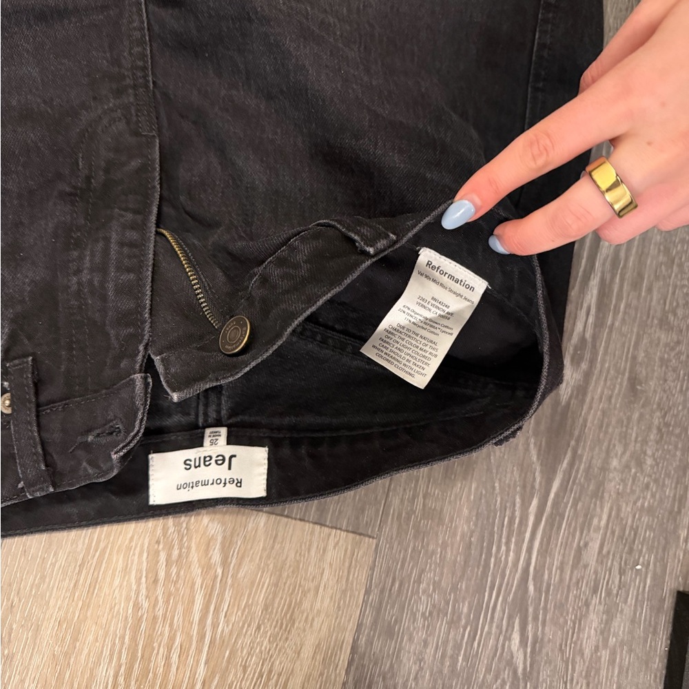 Reformation Black Washed Denim high rise